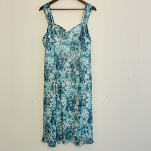 Dressbarn Blue Watercolor Floral Midi Dress | Size 18